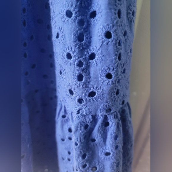 Elegant Blue Eyelet Dress - Picture 4 of 8